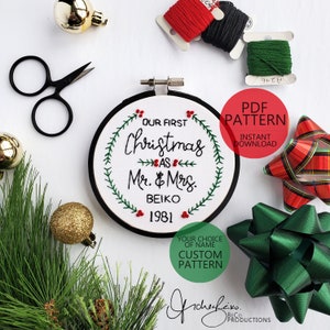 CUSTOM PATTERN - Our First Christmas Custom Embroidery Ornament Pattern & Guide - PDF Digital Download (BeCoProductions)