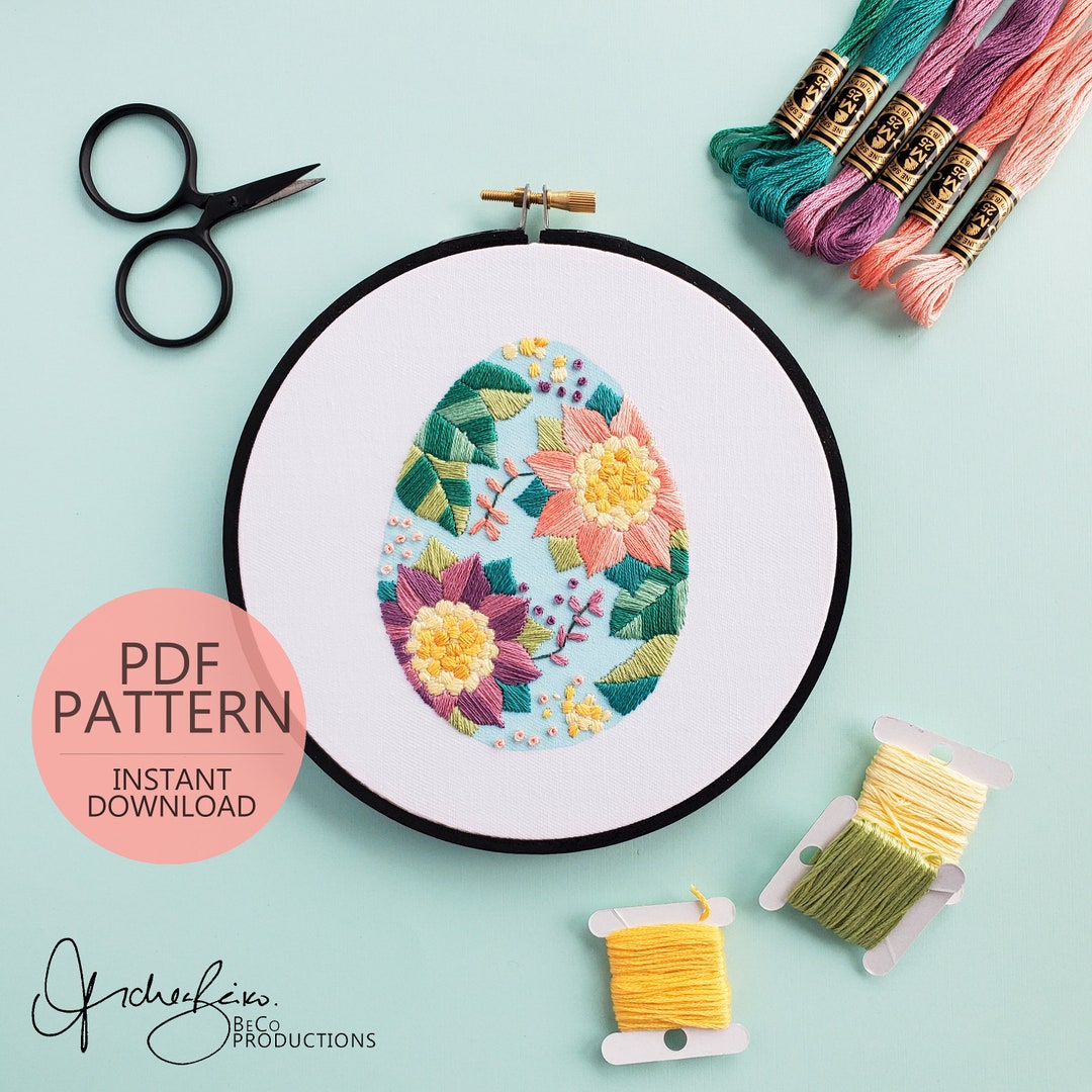 Floral Easter Egg No.01 - PDF Digital Download Embroidery Pattern ...