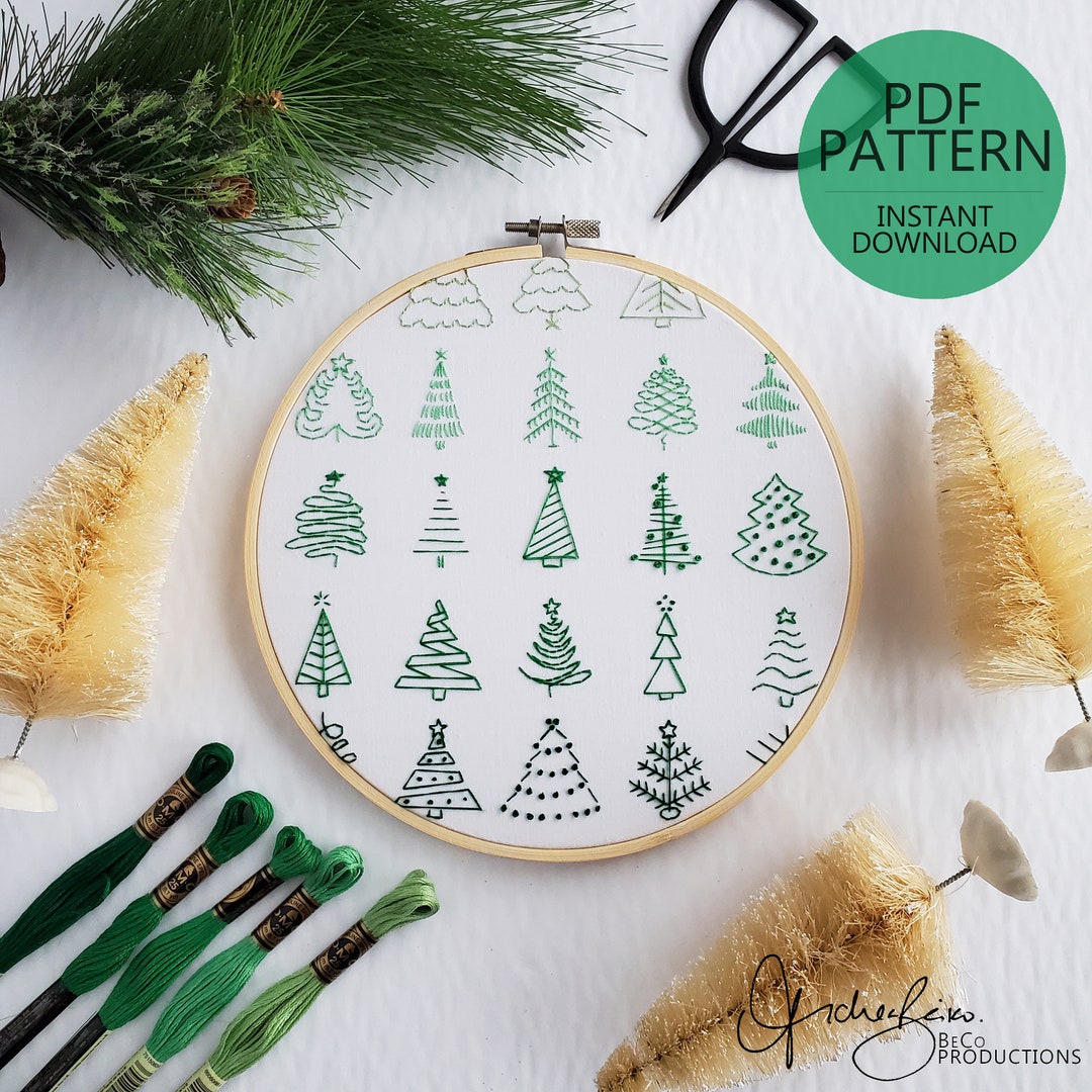 Christmas Tree Print Embroidery Pattern & Guide - PDF Digital Download ...