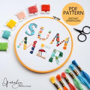 SUMMER Text Embroidery Pattern & Guide - PDF Digital Download (BeCoProductions) DIY Pattern, Summer Embroidery, Summer Art