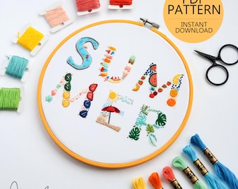 Summer Text - PDF Digital Download Embroidery Pattern & Guide