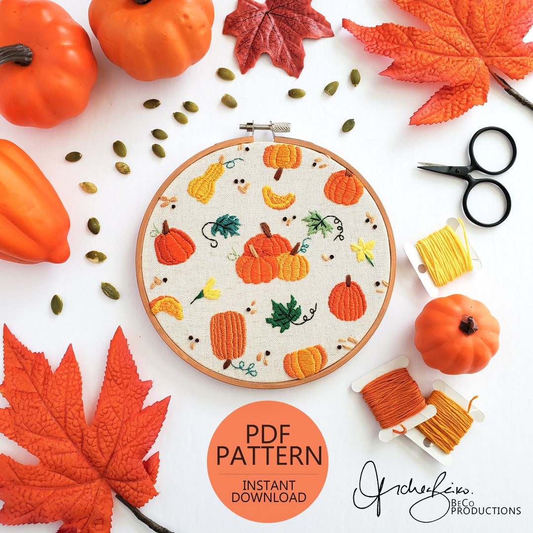 Pumpkin Life Cycle Print - PDF Digital Download Embroidery Pattern ...