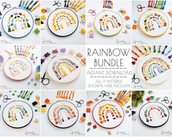 Rainbow Embroidery BUNDLE - PDF Digital Download Embroidery Pattern & Guide