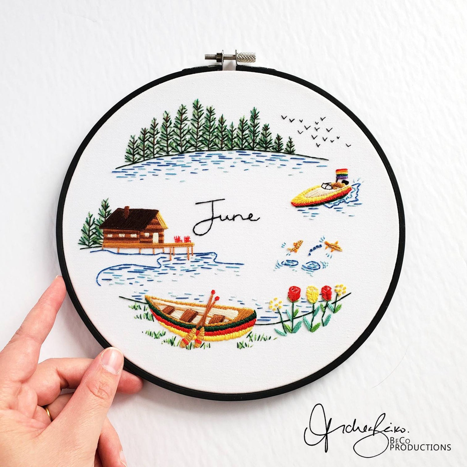 June Friend Pattern JUNE Monthly Series Wreath - PDF Digital Download Embroidery Pattern ...