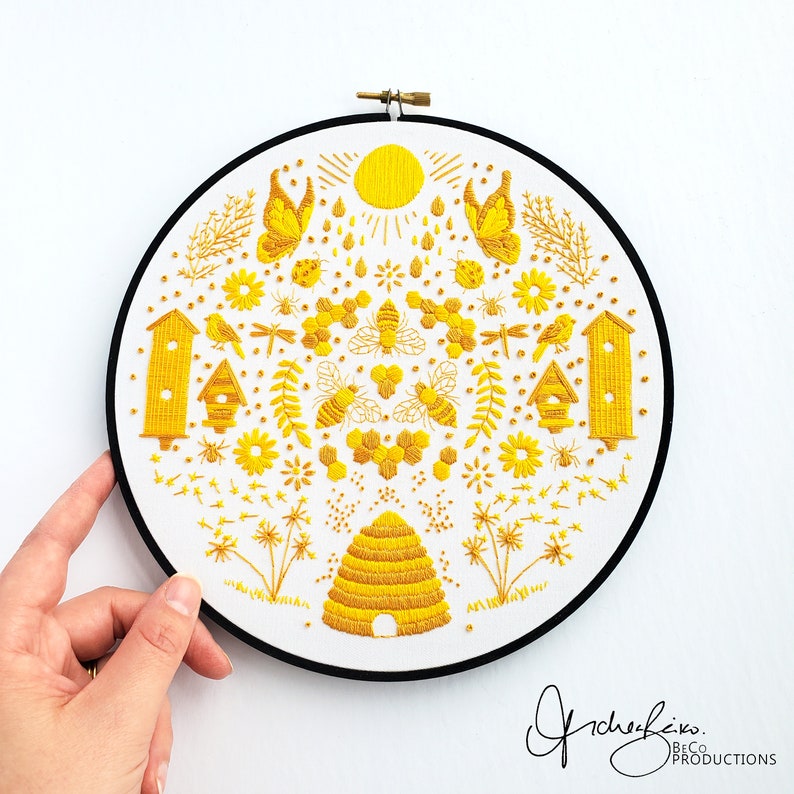 MAY Monthly Monochromatic Folk Art Inspired Series Embroidery Pattern & Guide DIY Digital Download, PDF Pattern BeCoProductions image 5