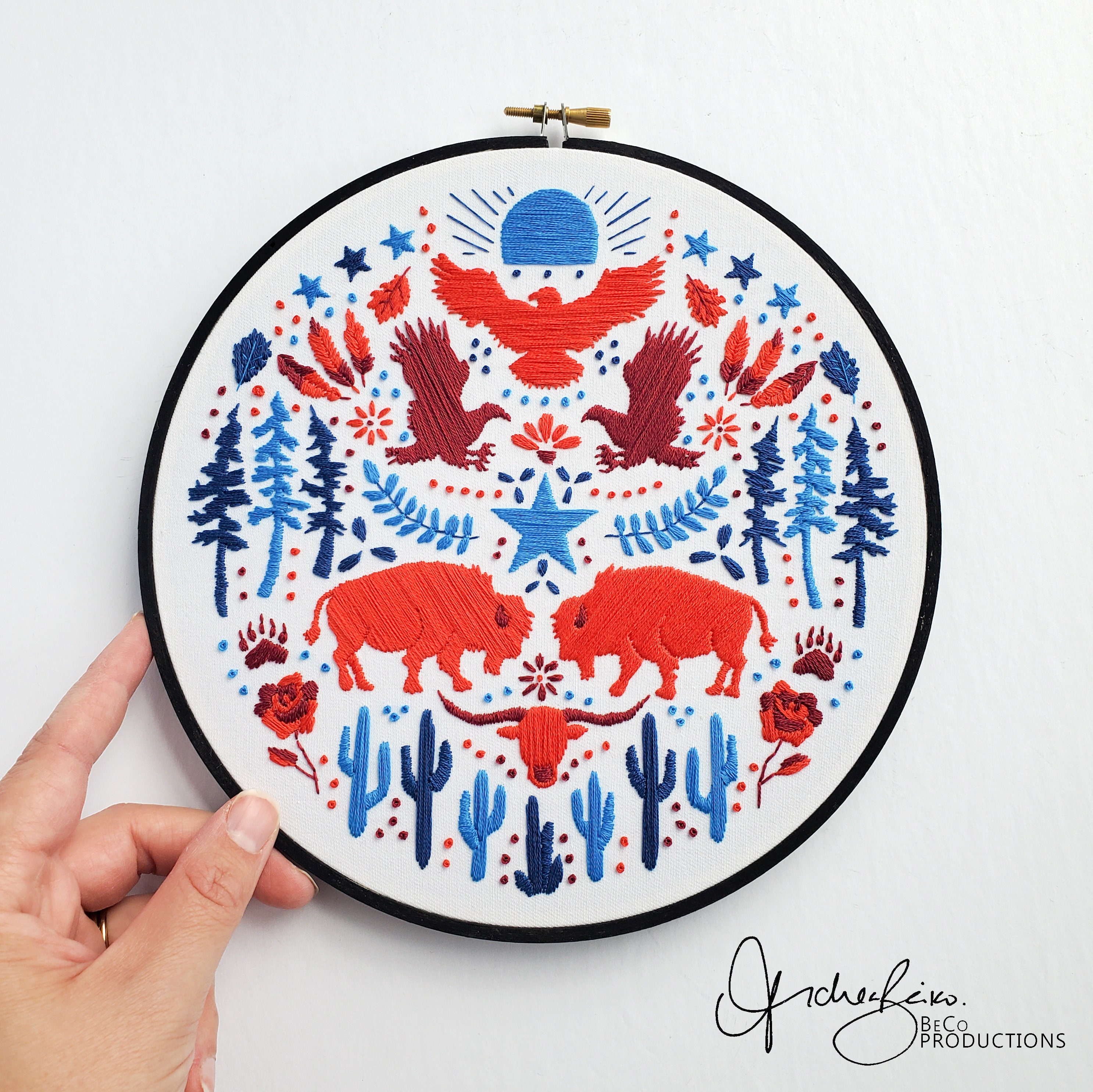 USA American Folk Art Inspired Series - PDF Digital Download Embroidery ...