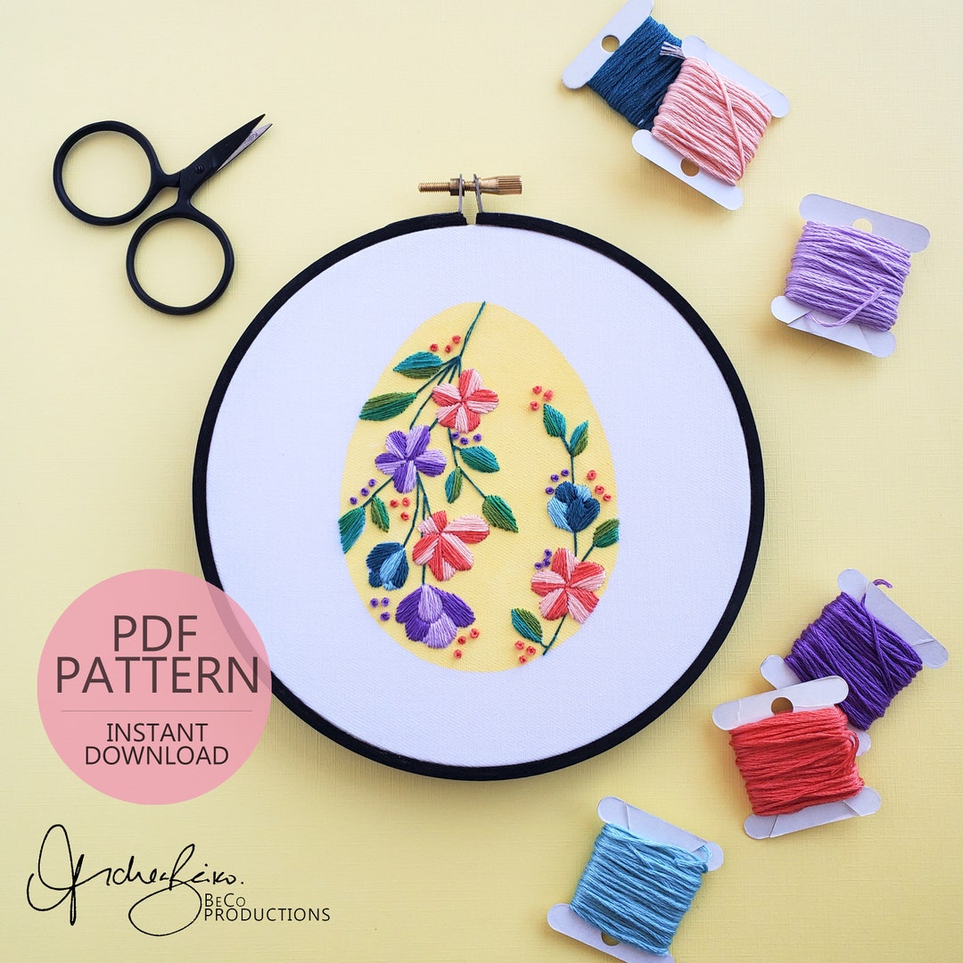Floral Easter Egg No.02 Embroidery Pattern & Guide - PDF Digital ...
