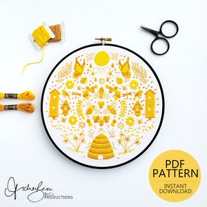 MAY Monthly Monochromatic Folk Art Inspired Series Embroidery Pattern & Guide DIY Digital Download, PDF Pattern BeCoProductions image 9