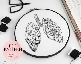 Anatomia dos Pulmões - Download Digital em PDF do Padrão e Guia de Bordado