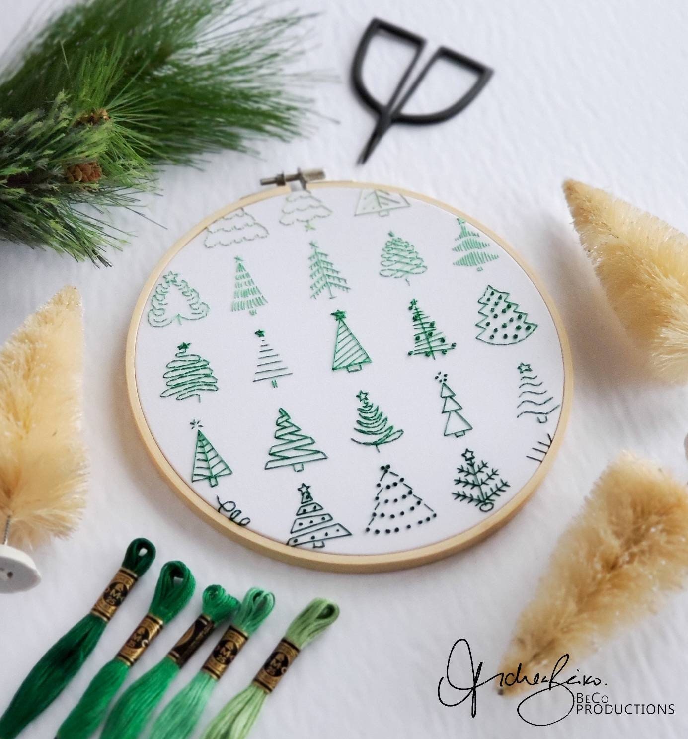 Christmas Tree Print - PDF Digital Download Embroidery Pattern & Guide ...