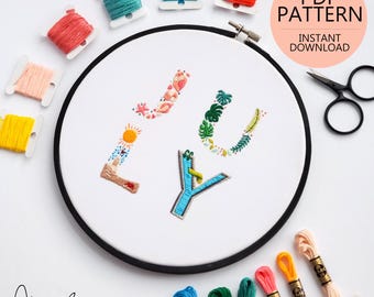 JULY Monthly Text Series - PDF Digital Download Embroidery Series Pattern & Guide