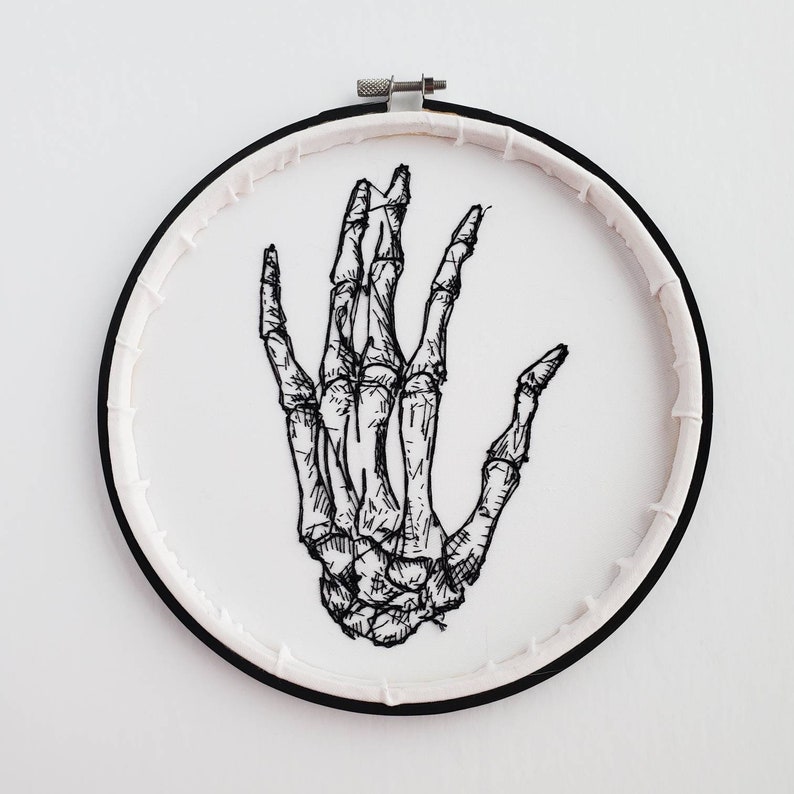 Skeletal Hand Embroidery Series DIY Stitch KIT Beginner Friendly, Pattern, Guide, Supplies, DIY Embroidery, Anatomy Art BeCoProductions image 8