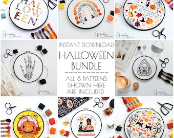 Halloween Embroidery BUNDLE - PDF Digital Download Embroidery Pattern & Guide