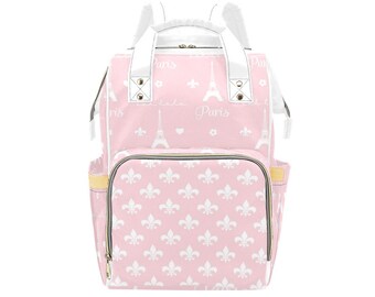 Paris Eiffel Tower Pink Spring Fultifunction Diaper Bag Accessory Backpack