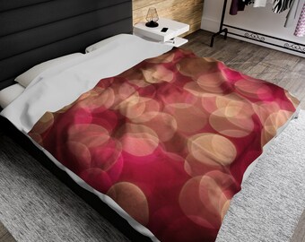 Pink Bokeh Circle Dot Festive Print Velveteen Plush Blanket