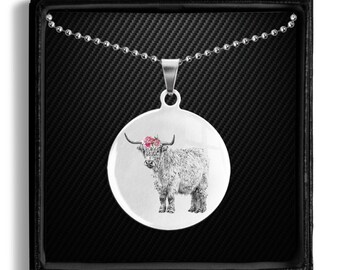 Scottish Highland Fluffy Cute Cow Necklace