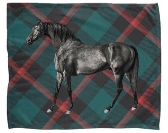 Equestrian Tartan Plaid Horse Classic Fleece Blanket