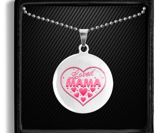 Loved Mama Mom Necklace Pink Heart Pendant Valentine's Day Mother's Day