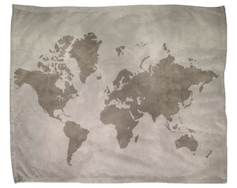 Antieke rustieke wereldkaart fleece deken