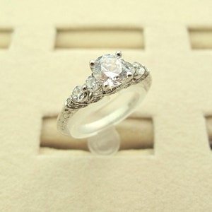 1ct Centre Vintage-Inspired Engagement Ring, Made to Order, Simulated Diamond, CZ Ring, Sterling Silver, B0352 image 8