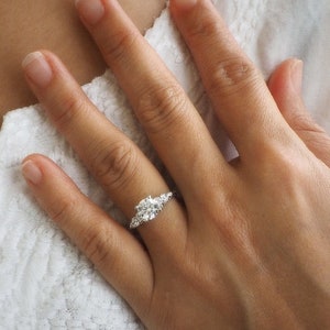 1ct Centre Vintage-Inspired Engagement Ring, Made to Order, Simulated Diamond, CZ Ring, Sterling Silver, B0352 image 4