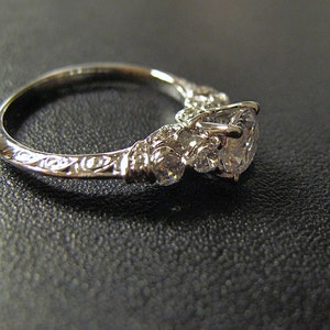 1ct Centre Vintage-Inspired Engagement Ring, Made to Order, Simulated Diamond, CZ Ring, Sterling Silver, B0352 image 9