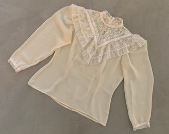 Vintage 80s Cream Western Prairie Blouse