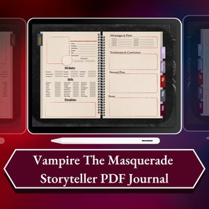Vampire The Masquerade 5e Storyteller Journal | Goodnotes Notability Adobe Acrobat| VtM Character Sheet | Story planner | SPCs Notes | PDF