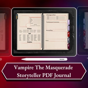 Vampire: The Masquerade 5th Edition Roleplaying Game PDF Fillable Character  Sheet