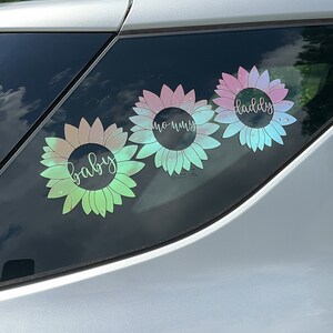 sunflower decal, personalized decal, sunflower name, sunflower sticker family decals, family decal pack, car decal, laptop, ipad decals