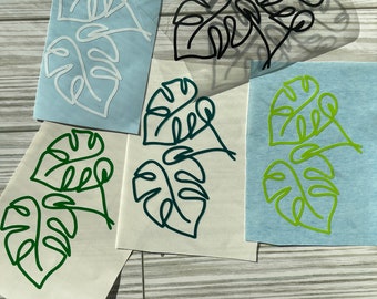 one Line Art| Minimalist decals | Monstera plant decal | Laptop | Water bottle | Botanical Leaf Sticker | Minimal plant | line art vinyl