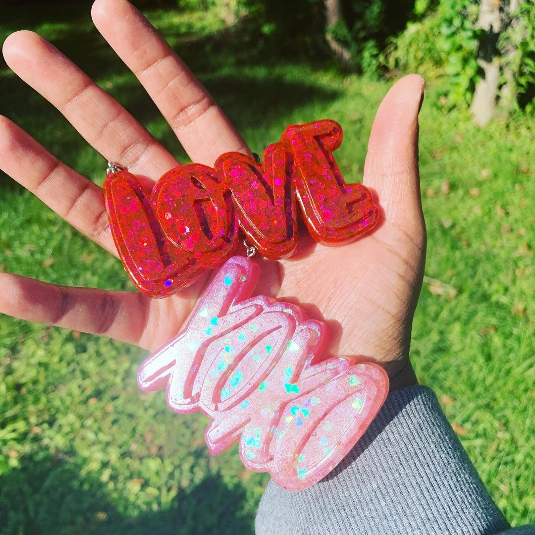 Sparkling Love & XOXO Chunky Keychains - Red and Pink