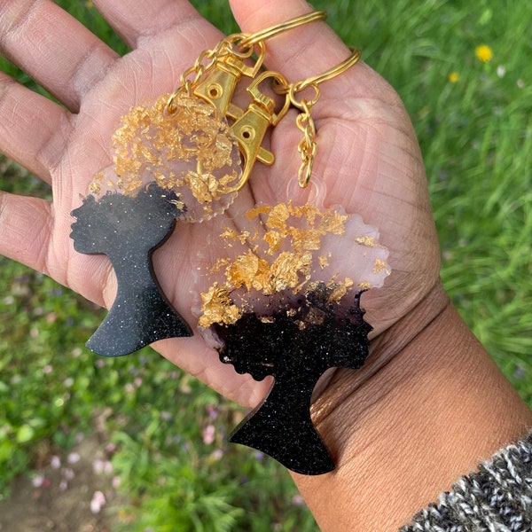 Chica afro, pelo natural Llavero mágico chica negra