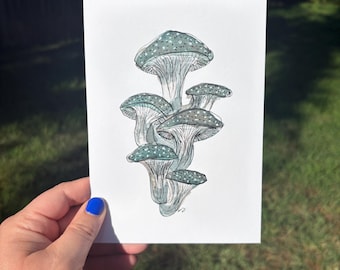 Oyster Mushroom Watercolor Print