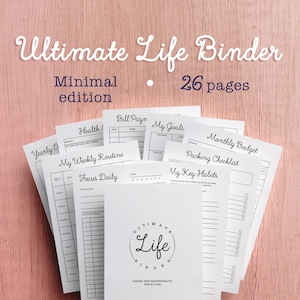 Ultimate Life Binder™ - Minimalist Edition, A4, A5, US Letter, Printable