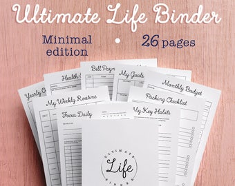 Ultimate Life Binder™ - Minimalist Edition, A4, A5, US Letter, Printable