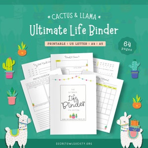 Ultimate Life Binder™ - Cactus and Llama Edition, US Letter, A4, A5