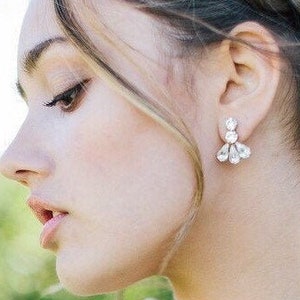 Swarovski Kristall Braut Ohrringe in SterlingSilber, Fächerförmige Tropfen Braut Kristall Ohrringe, Funkelnde Strass Ohrringe,