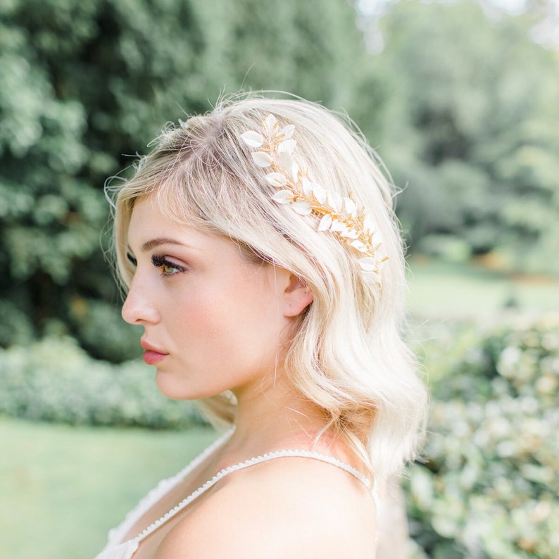 Boho Bridal Headpiece, Greek Goddess Wedding Headpiece, Bridal Leaf Hair Piece, Wedding Hair Piece, Bridal Hair Comb, Boho Hair Vine image 2