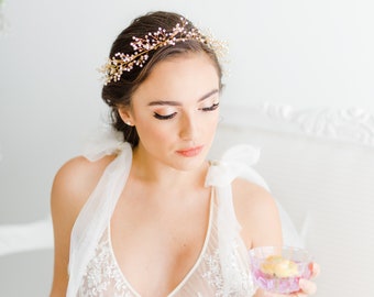 Vera Crystal Bridal Tiara in Gold Majestic Royal Crystal Wedding Tiara Crown – La Bella Bridal  main image 3