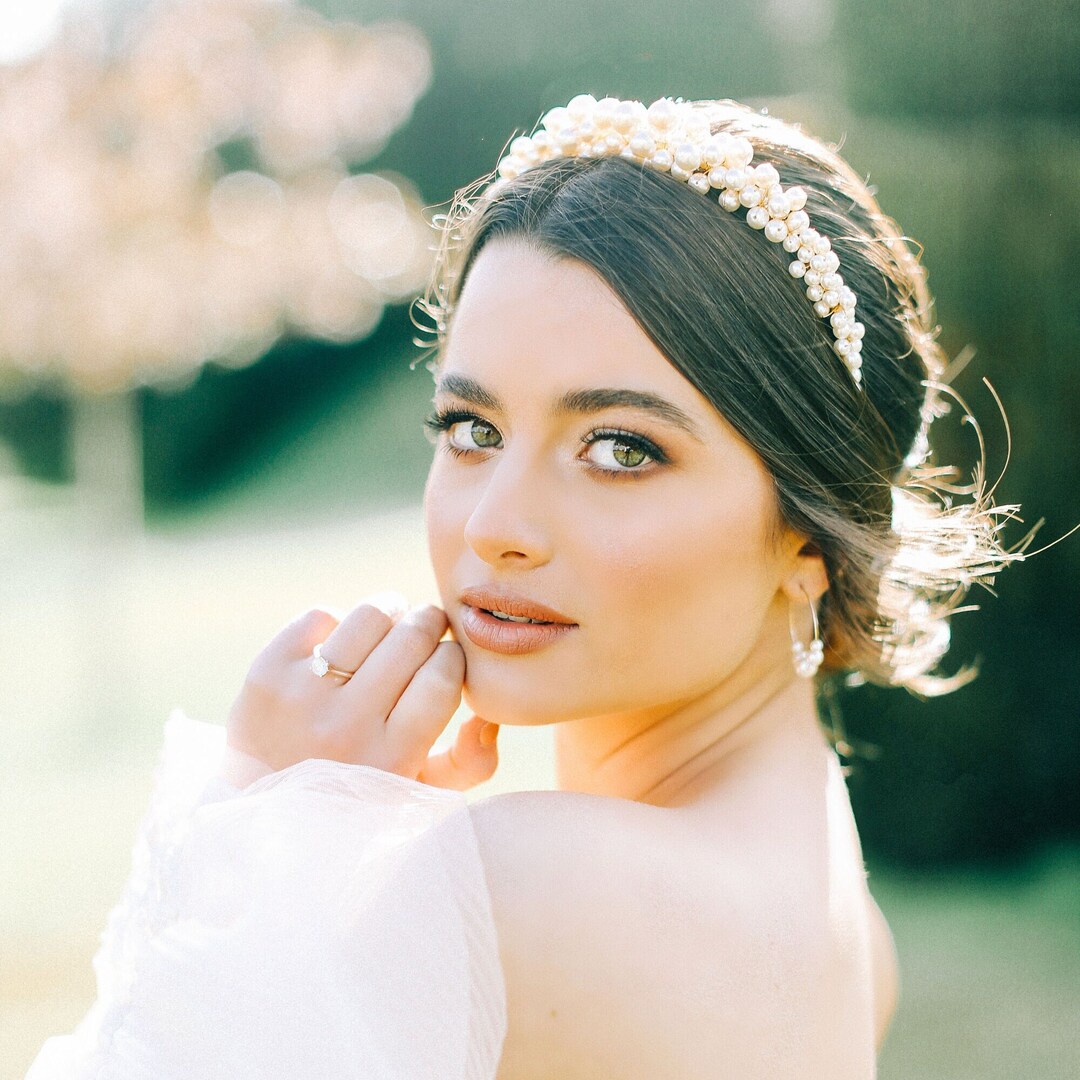 Pearl Bridal Crown, Pearl Wedding Headband, Luxury Statement  display picture 1