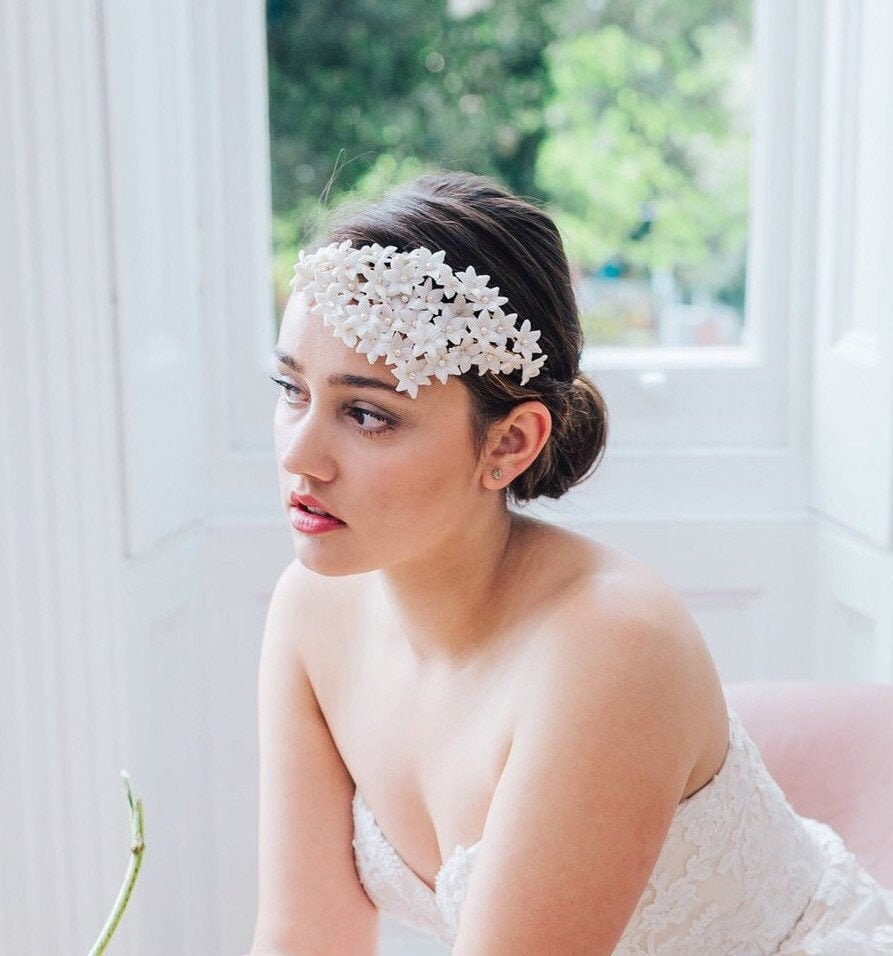 IVORY&CO Tiara(ティアラ) Caitlin Darcie floral statement bridal tiara | Ivory & Co – Liberty