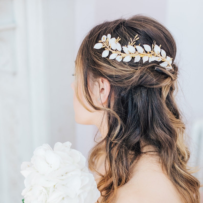 Boho Bridal Headpiece, Greek Goddess Wedding Headpiece, Bridal Leaf Hair Piece, Wedding Hair Piece, Bridal Hair Comb, Boho Hair Vine image 3