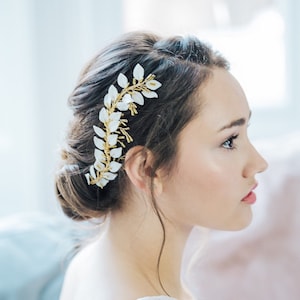 Boho Bridal Headpiece, Greek Goddess Wedding Headpiece, Bridal Leaf Hair Piece, Wedding Hair Piece, Bridal Hair Comb, Boho Hair Vine image 1