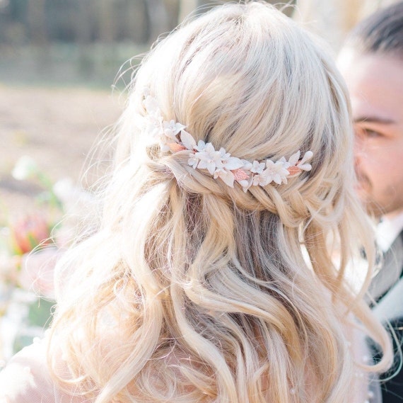 Rose Gold Bridal Hair Vine, Leaf Wedding Hair Vine With 
