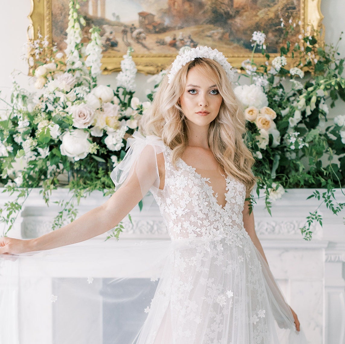 Bridal Flower Crown, White Flower Crown, Flower Halo  display picture 3