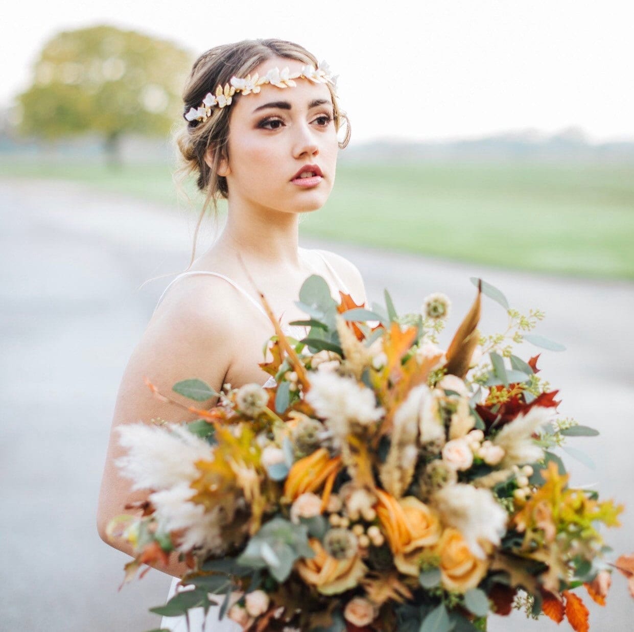 Boho Bridal Gold Goddess Crown, Greek Gold Laurel Crown  display picture 2