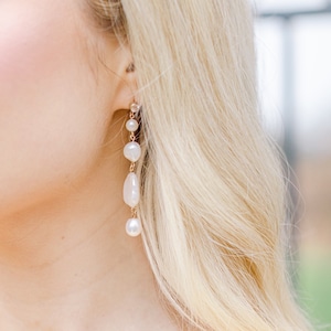 Pearl Drop Earrings Gold, Bridal Pearl Drop Earrings, Irregular Pearl Earrings, Long Pearl Earrings, Bridal Earrings Pearl, Wedding Earrings