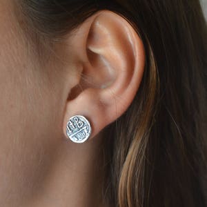 Antique coin earrings, silver stud earrings, silver coin earrings, silver coin studs, small earrings, handmade silver earrings