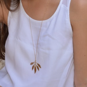Gold leaf necklace, Long silver necklace, Gold pendant necklace, Statement silver necklace, Nature inspired Necklace, Big leaf necklace